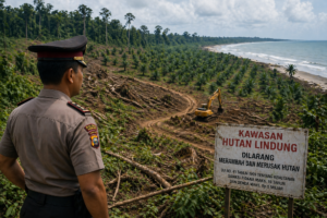Dalih Klasik Aparat: Kapolsek Tanjungpura Mengaku ‘Tak Tahu’ Garap Hutan Lindung